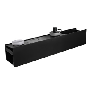 Полка AVS King, 65 см, черный матовый, с мыльницей, дозатором и стаканом