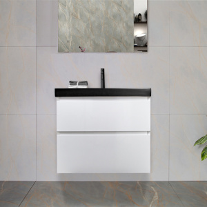 Тумба с раковиной AVS Гармония 60 белая (раковина 02 черная матовая)