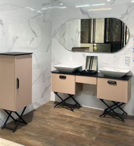 Комплект Тумба 160 + раковина 2шт + ножки 2шт + полупенал + Стеллаж Bei ISVEA Комплект Bei