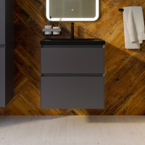 Тумба с раковиной AVS Гармония 60 антрацит матовая (раковина 01 черная матовая)