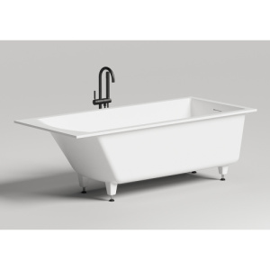 Ванна из искусственного камня Salini Cascata Kit S-Sense 180x80 белая, с ножками и донным клапаном